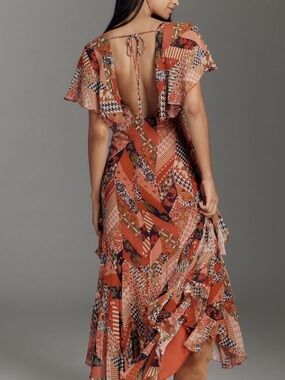 Love The Label Belinda Asymmetrical Ruffle Dress Anthropologie Boho NEW Medium